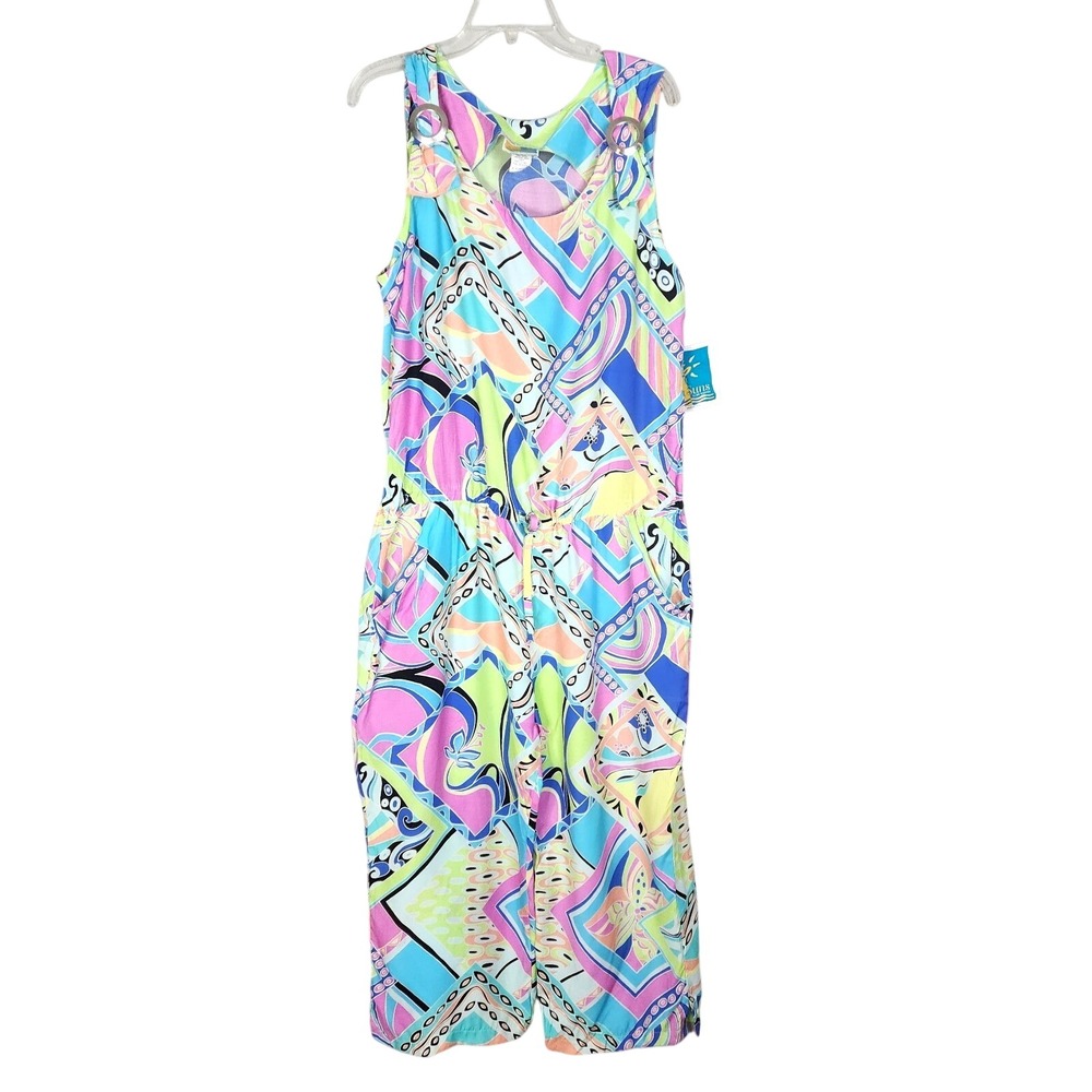 SEA SUNS by SIR WINSTON Size XL Neon Drawstring Sleeveless Jumpsuit